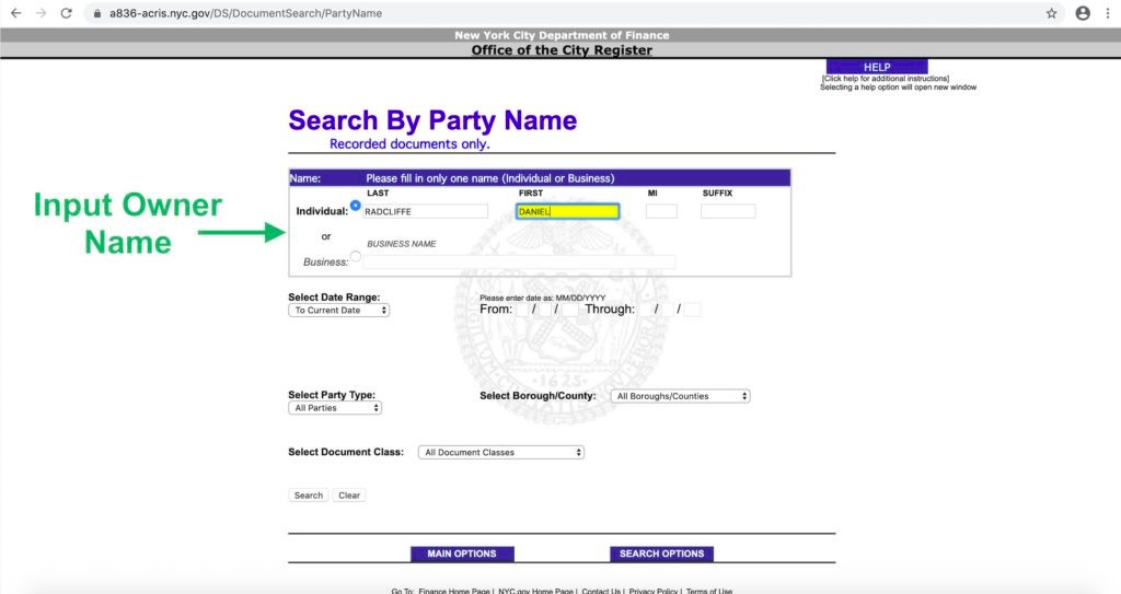 Search by Party name